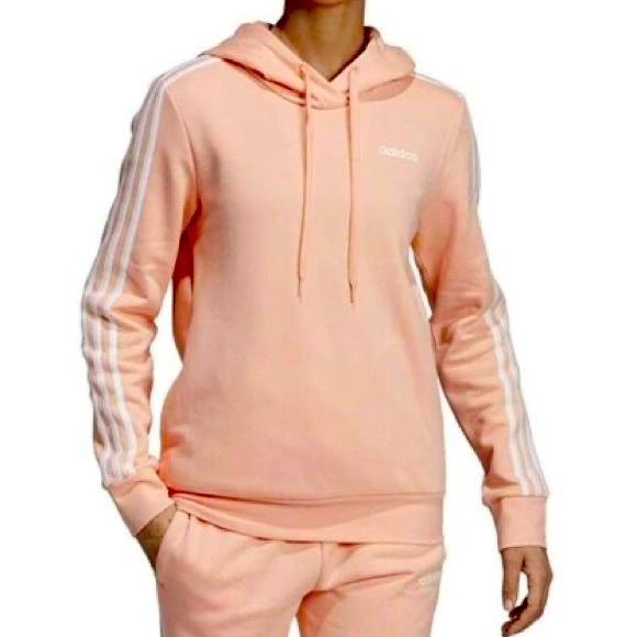adidas Sweaters - Adidas Ladies Peach Three White Stripe Hoodie Size Large K-13